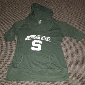 Pro Edge Michigan State Spartans Green Hooded Sweatshirt with White Logo